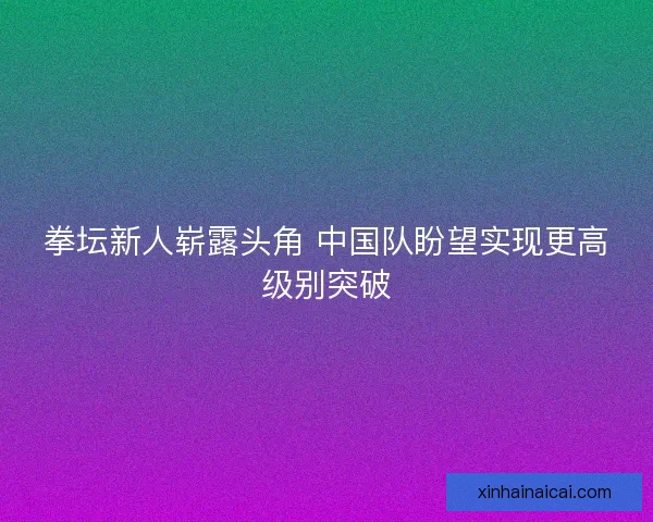 拳坛新人崭露头角 中国队盼望实现更高级别突破
